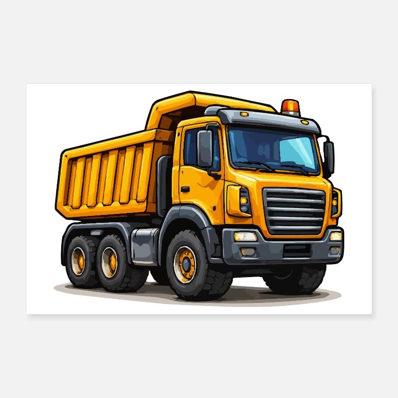 Construction Vehicle Dump Truck Poster 12" x 8" (30x20 cm)