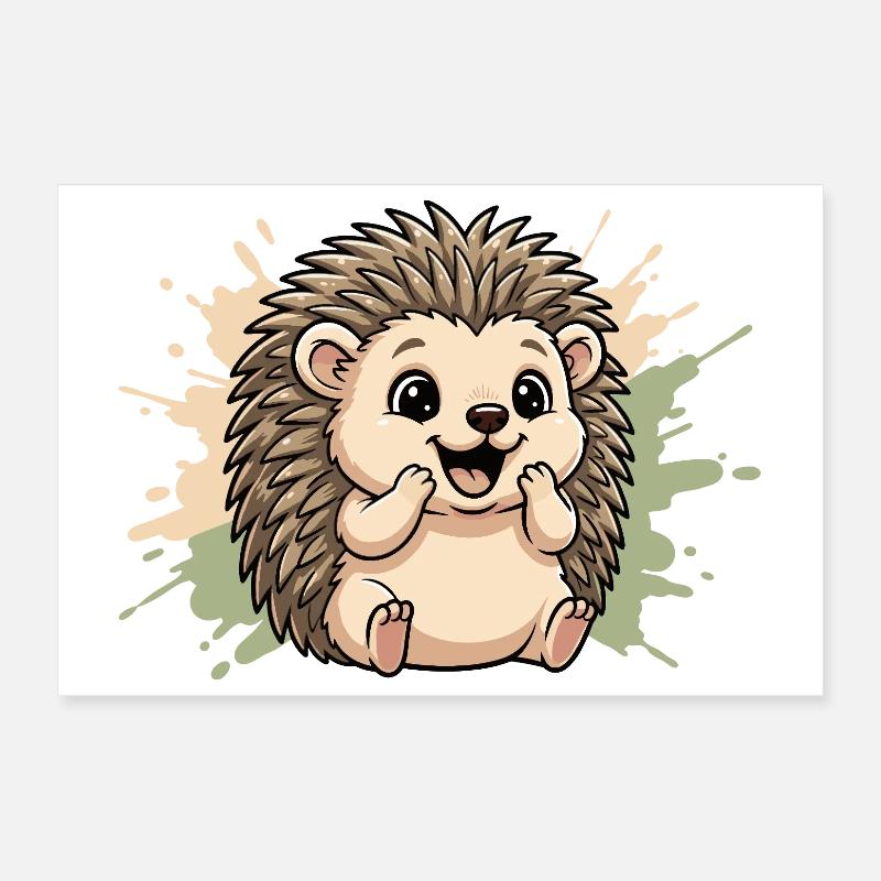 Kuscheliger Igel auf Pastellspritz Poster 30x20 cm