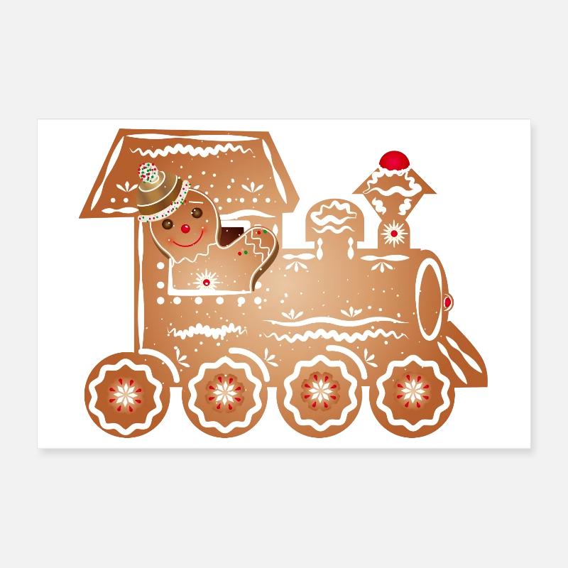Lebkuchenmann als Lokführer in der Lebkuchen Bahn Poster 30x20 cm
