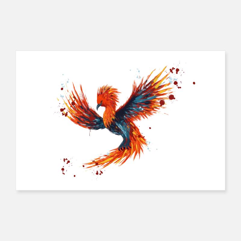 Aquarelle Phoenix - Poster 30 x 20 cm - blanc