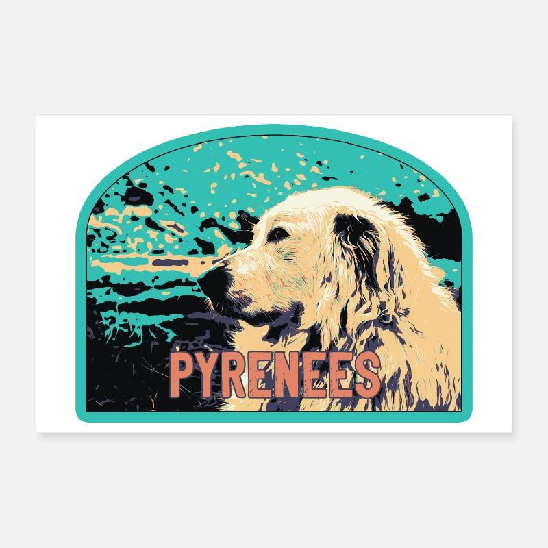 Écusson Chien Berger Pyrénées : Compagnon Montagne Poster 30 x 20 cm