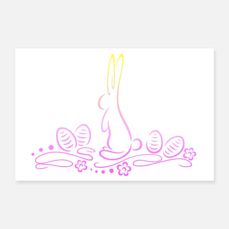 Silhouette de lapin de Pâques avec des œufs de Pâques Poster 30 x 20 cm