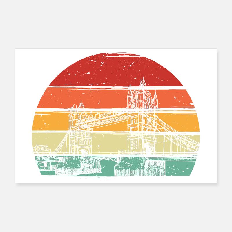 Retro Sunset Circle Poster 12" x 8" (30x20 cm)