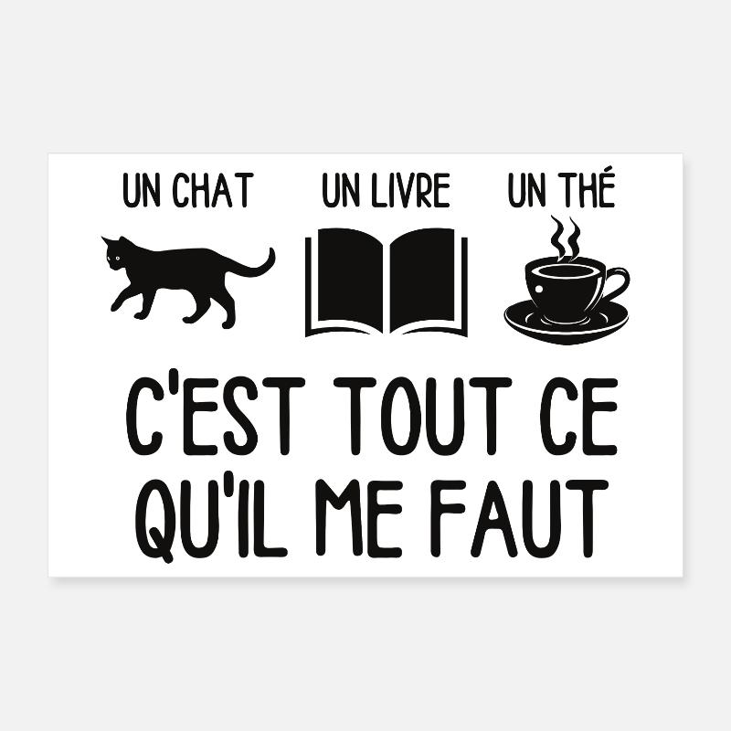 Chat livre thé Poster 30 x 20 cm