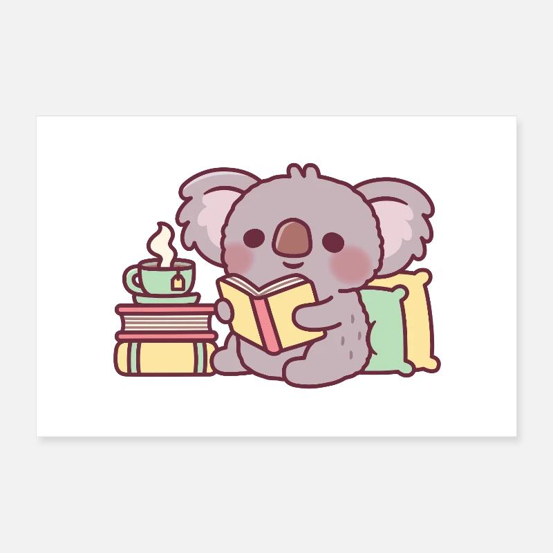 Süßer Koala, der ein Buch liest Poster 30x20 cm