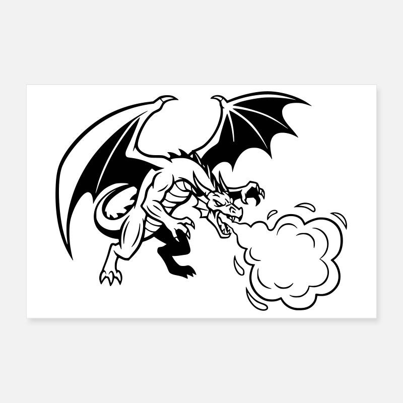 Drache_Drachen_Feuer_Gaming_Vektor Poster 30x20 cm