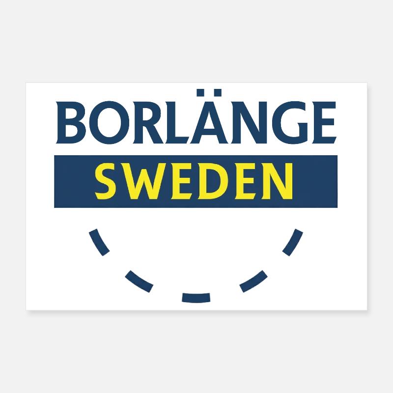 Emblème de la ville de Borlänge en bleu et jaune Poster 30 x 20 cm