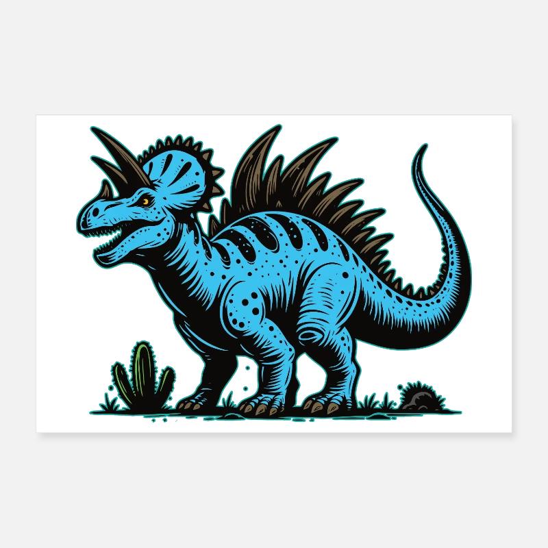Blauer Mutanten Dinosaurier Design Poster 30x20 cm