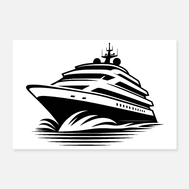 Yacht de croisière avec pleine vague devant Poster 30 x 20 cm