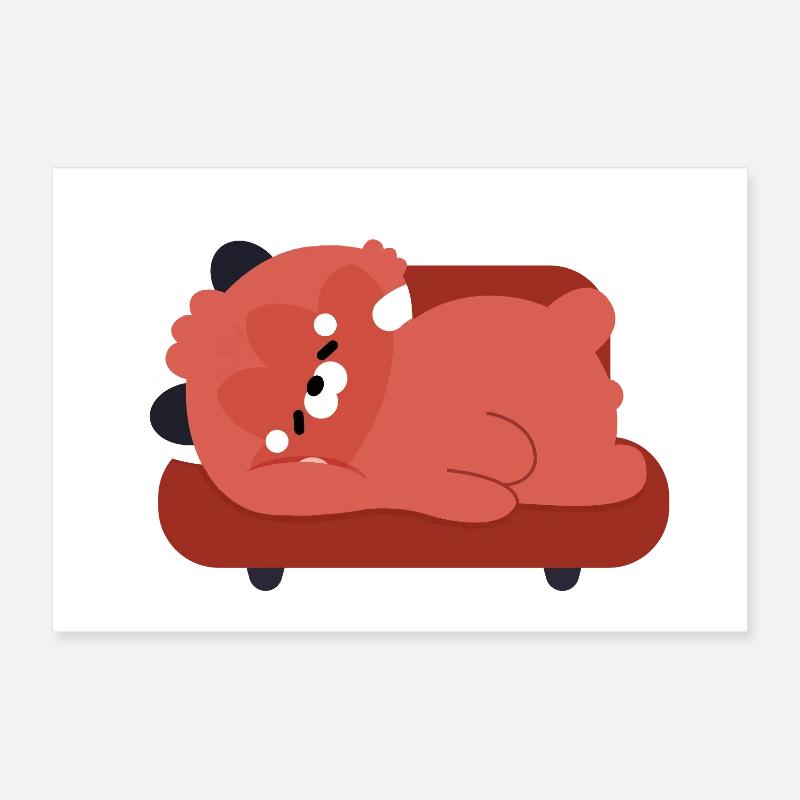 Cozy Red Panda on Couch Poster 12" x 8" (30x20 cm)