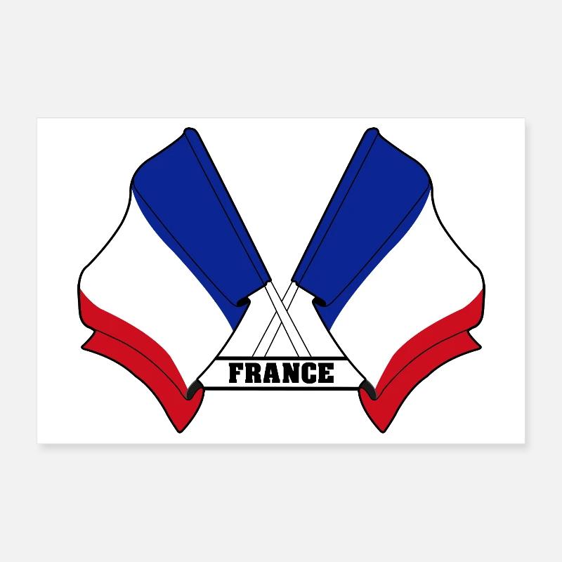 Drapeau français croisé Poster 30 x 20 cm