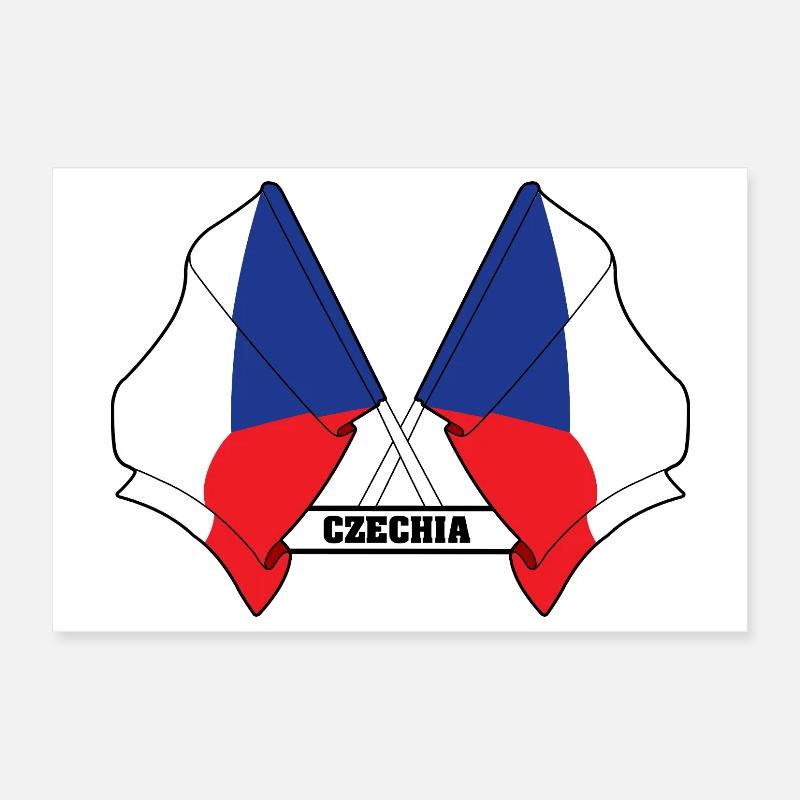 RÉPUBLIQUE TCHÈQUE – Drapeaux croisés Poster 30 x 20 cm