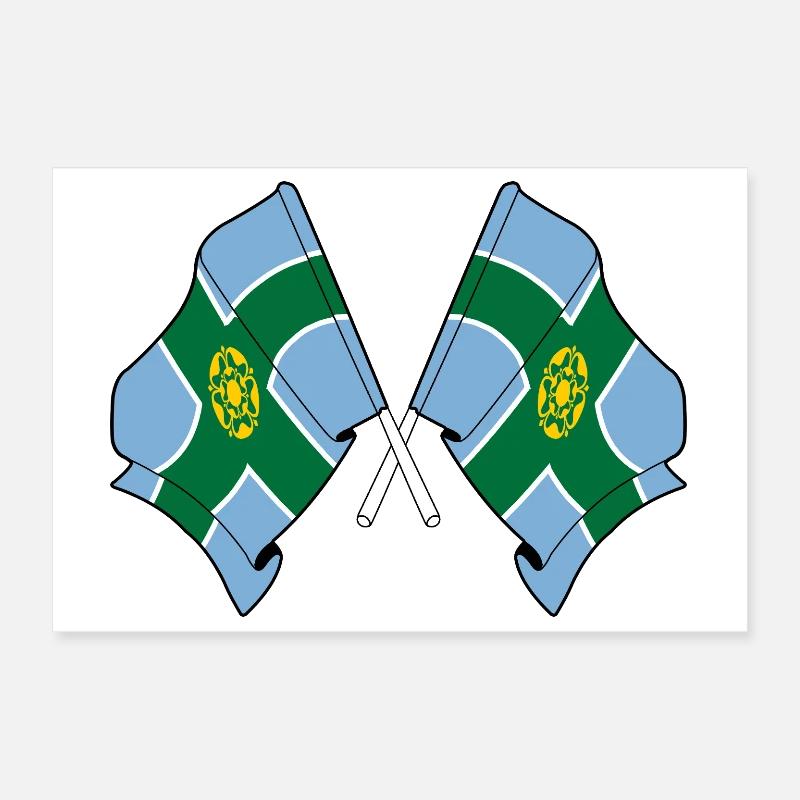 Drapeaux du Derbyshire croisés Poster 30 x 20 cm