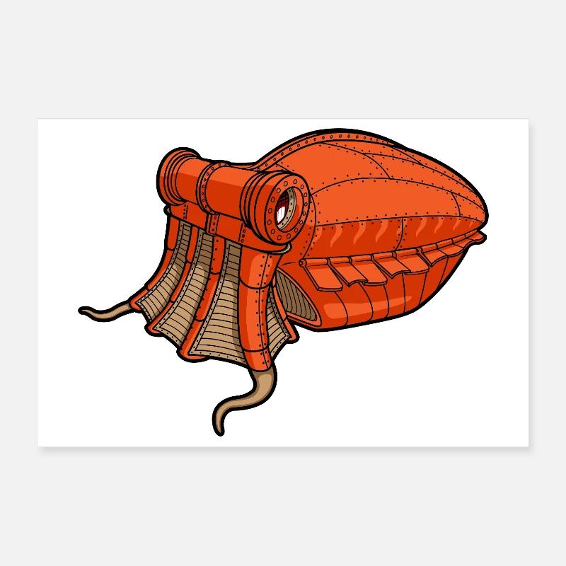 Margate orange squid mecanic  Poster 30 x 20 cm
