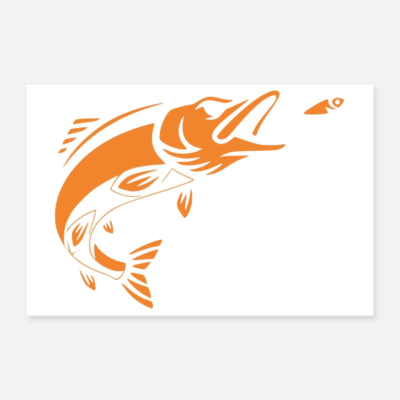 Silhouette du saut du brochet Predator Poster 30 x 20 cm