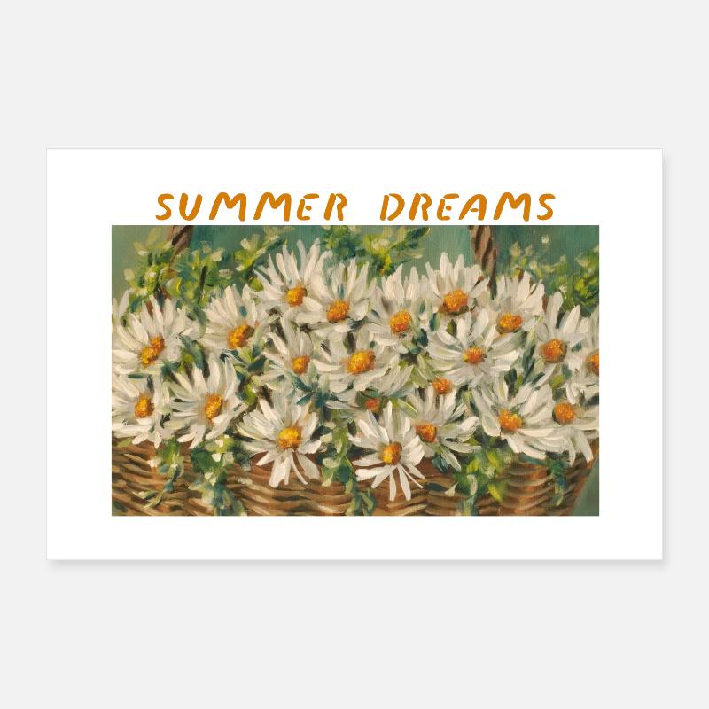 Summer Dreams - Daisy Basket Floral Composition Poster 12" x 8" (30x20 cm)