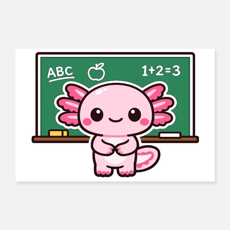 Kawaii apprenant le dragon devant un tableau noir Poster 30 x 20 cm
