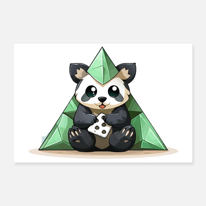 Panda Crystal Pyramid Poster 12" x 8" (30x20 cm)
