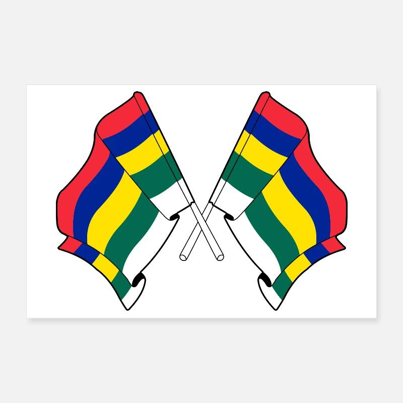 Crossed Terschelling Flags – Island Pride Poster 12" x 8" (30x20 cm)