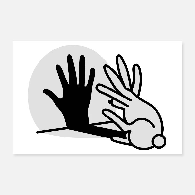 Hand shadow play rabbit shadow theater Poster 12" x 8" (30x20 cm)