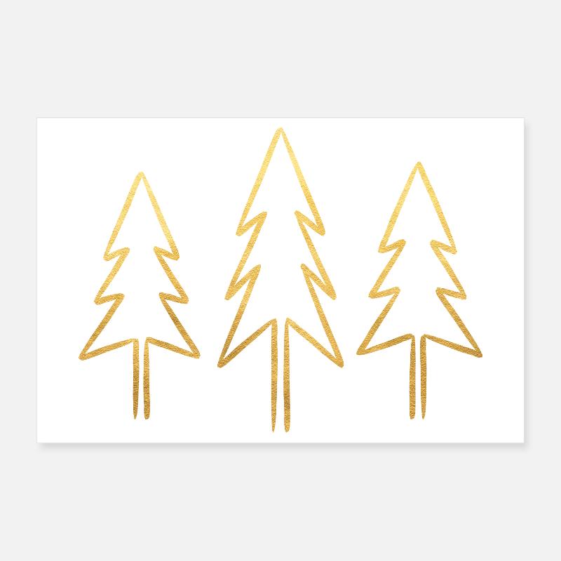 Fir tree gold optics Christmas Poster 12" x 8" (30x20 cm)