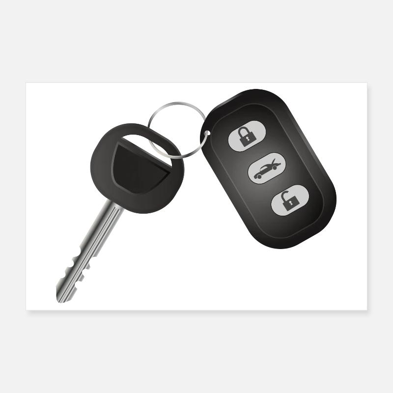 Single car key with radio remote control Poster 12" x 8" (30x20 cm)