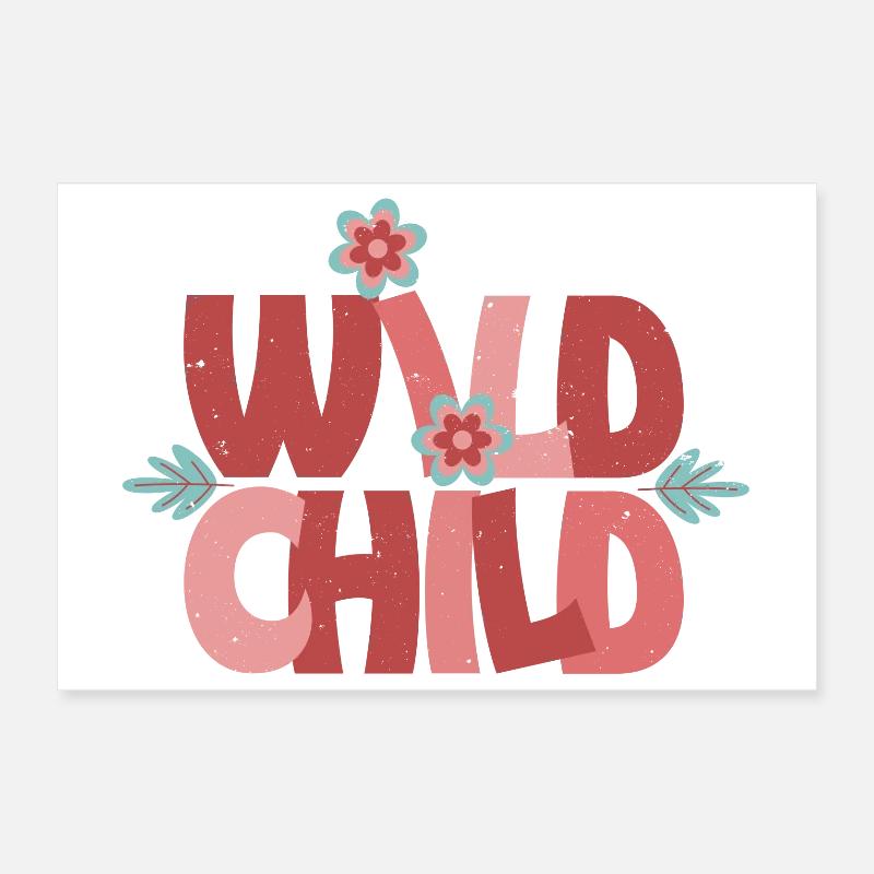 Wild Child - Fleur rétro mignonne Poster 30 x 20 cm