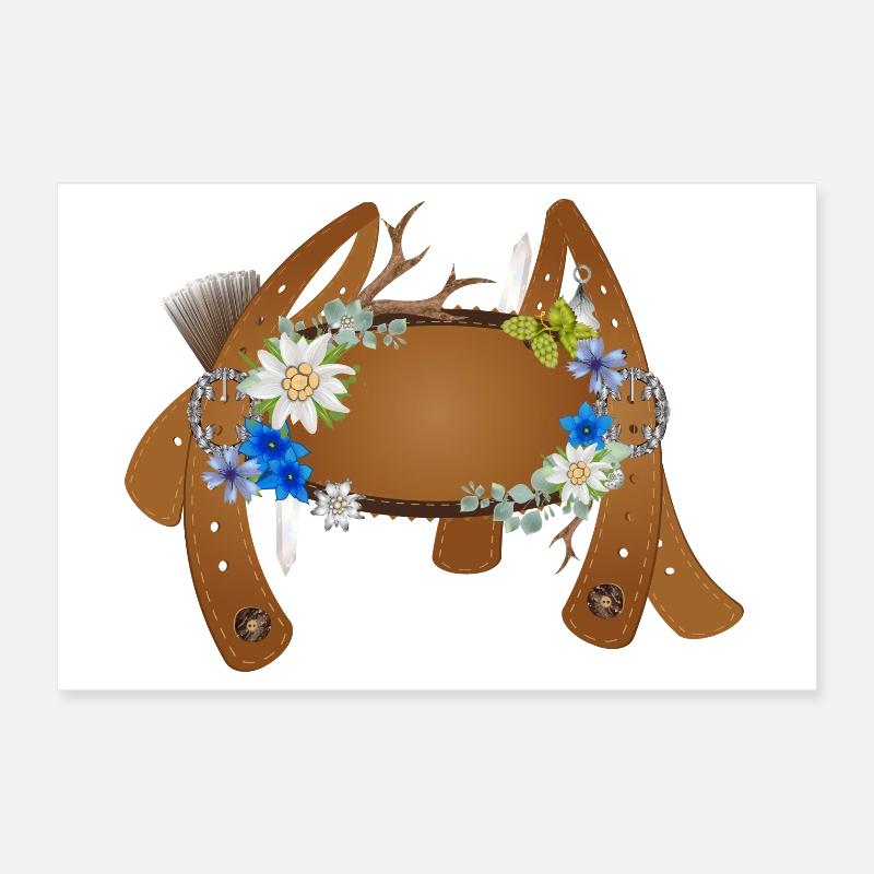 Trachten Hosenträger einer Lederhose Illustration Poster 30x20 cm
