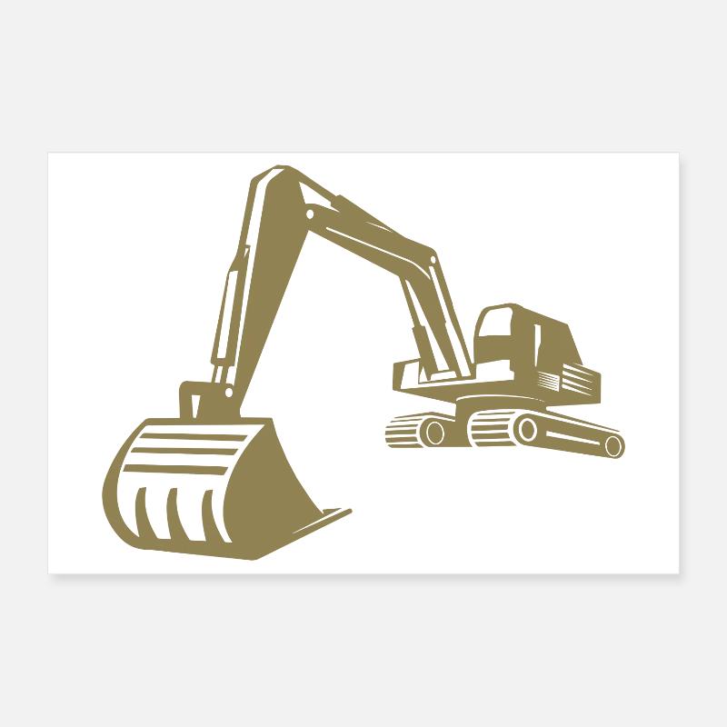 Silhouette de pelle, conception précise pour les équipements de construction Poster 30 x 20 cm