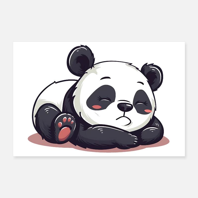 Dessin animé mignon d’un panda endormi - Design adorable Poster 30 x 20 cm