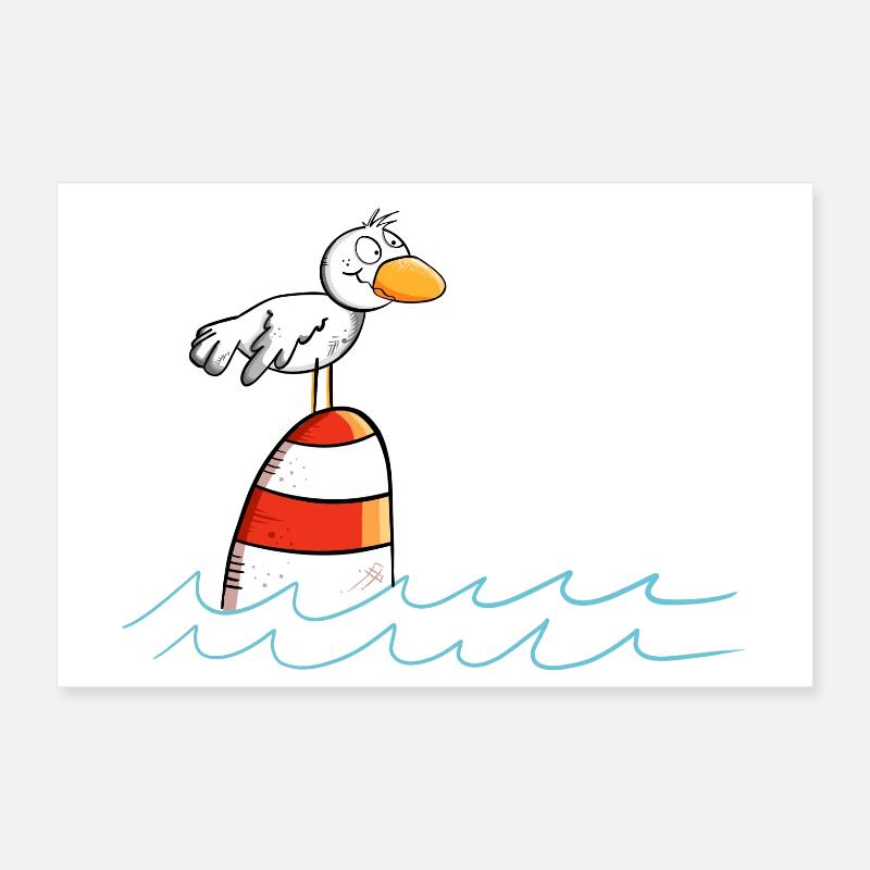 Drollige Möwe Will Meer Poster 30x20 cm
