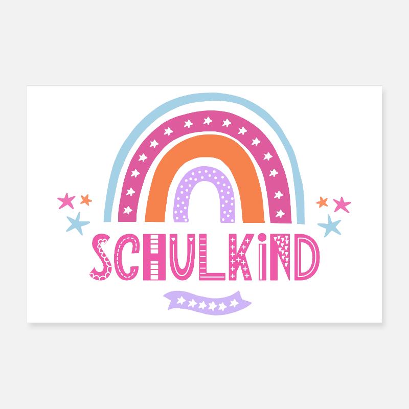 Schulkind Regenbogen Pink für Mädchen Boho Poster 30x20 cm