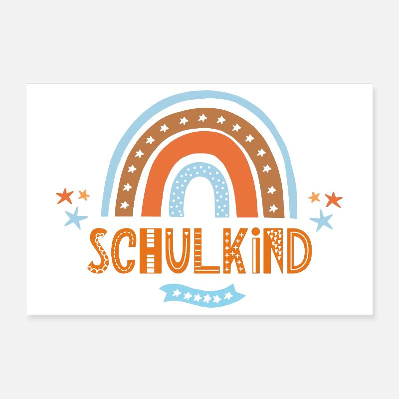 Schulkind Boho Retro Regenbogen Poster 30x20 cm