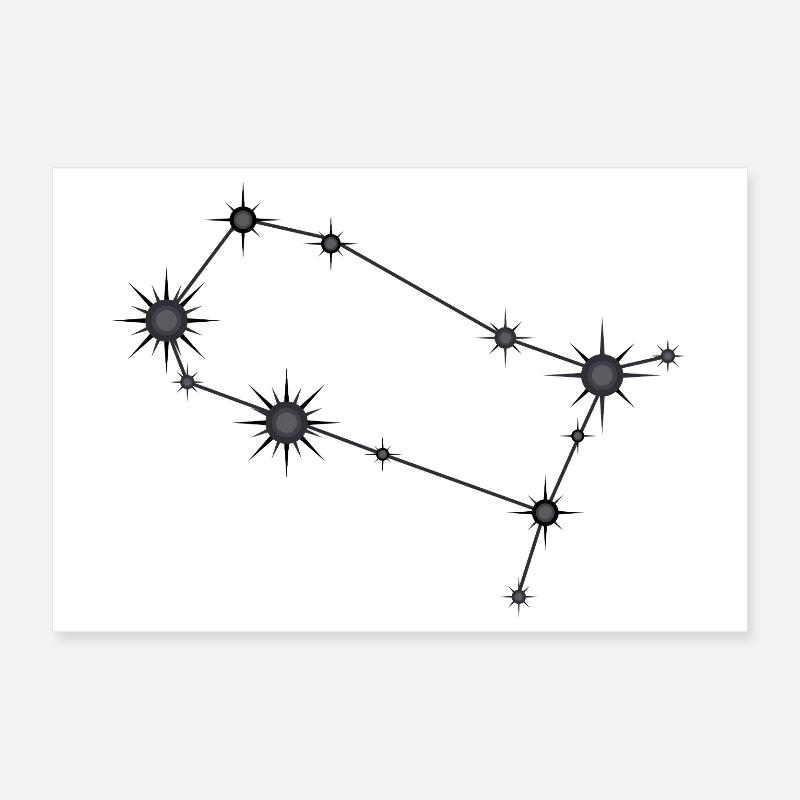 Zwillinge Sternbild Sternzeichen Schwarz & Grau Poster 30x20 cm