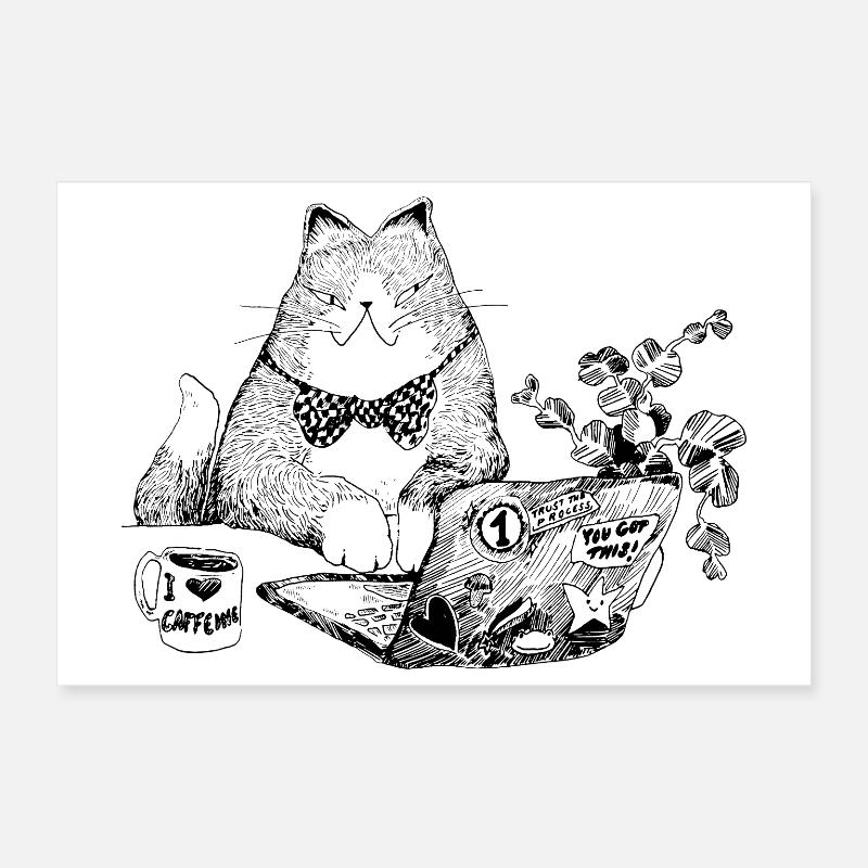 OFFICE CAT Poster 12" x 8" (30x20 cm)