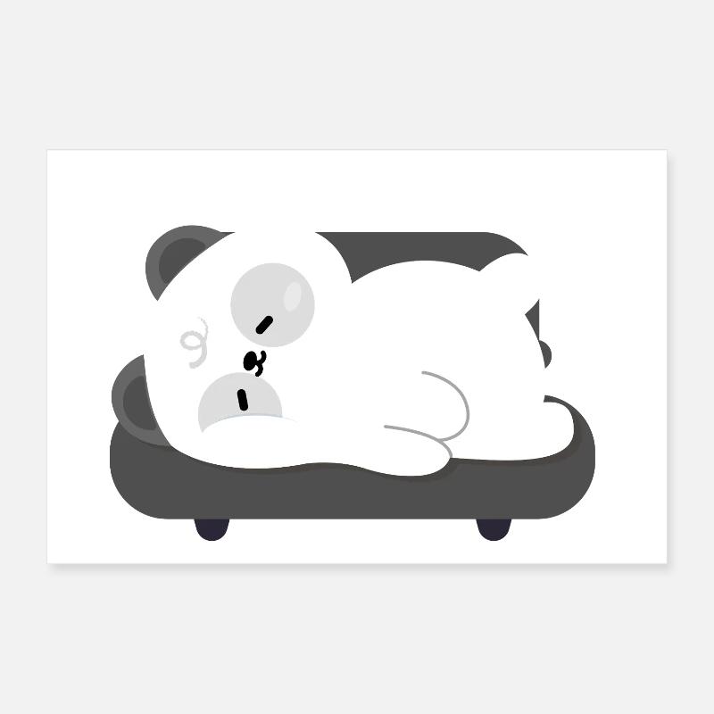 Müder Panda schläft auf dem Sofa Poster 30x20 cm
