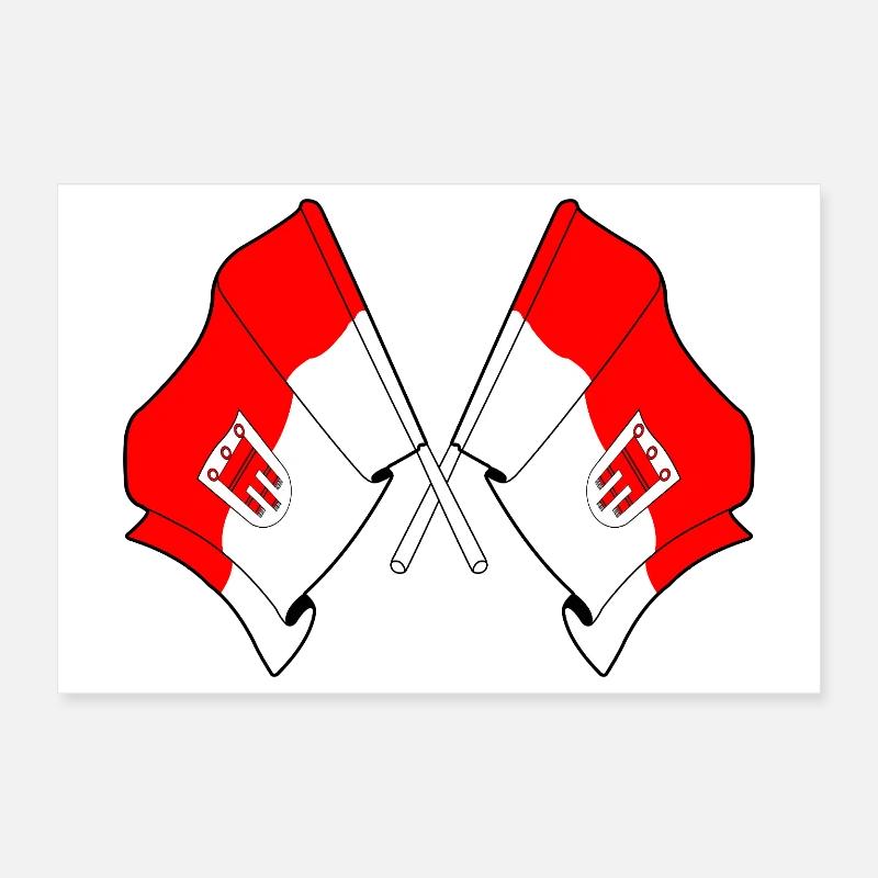 Vorarlberg Flags Crossed Poster 12" x 8" (30x20 cm)