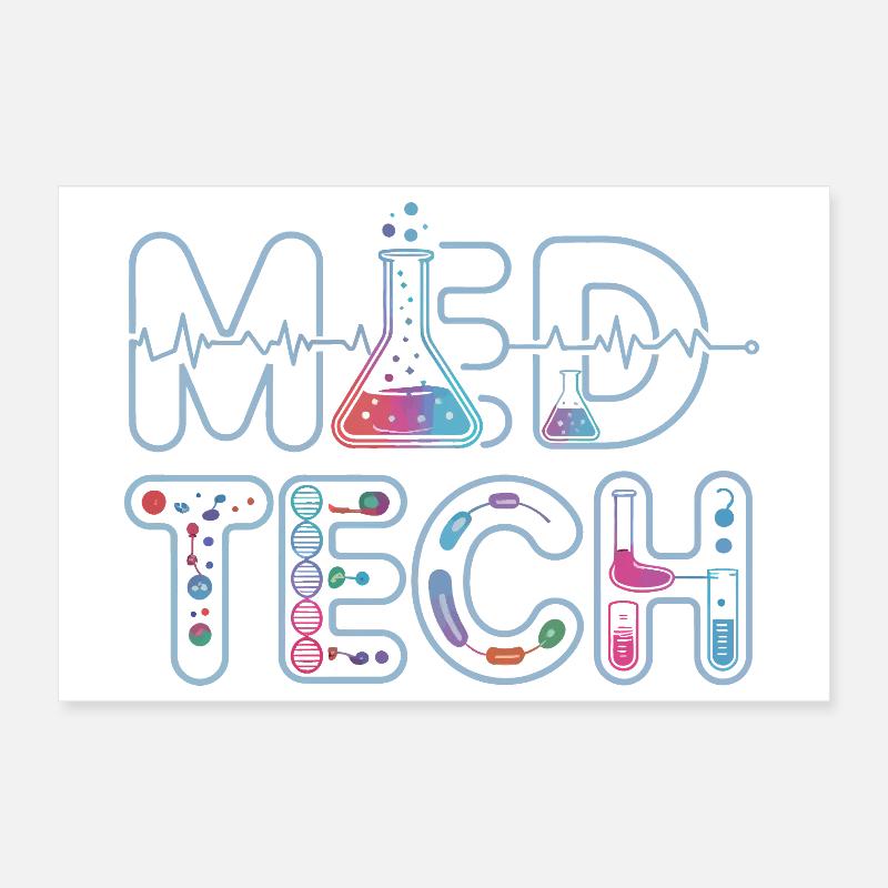 Conception de la science néon du laboratoire MedTech Poster 30 x 20 cm