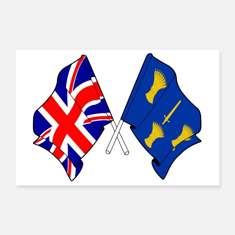 Drapeaux du Cheshire et de la Grande-Bretagne Poster 30 x 20 cm