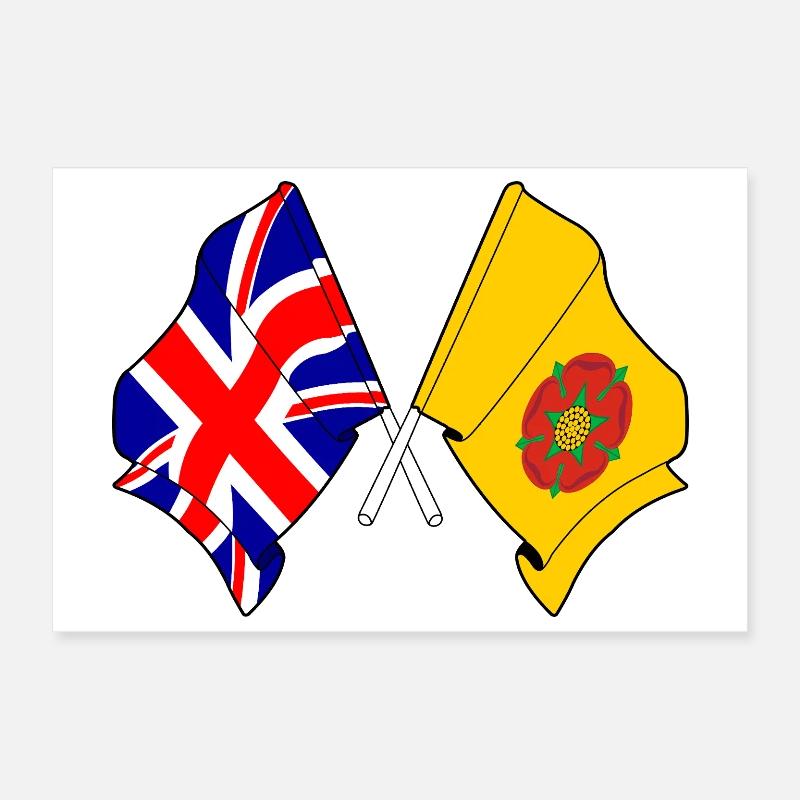Drapeau du Lancashire et de la Grande-Bretagne Poster 30 x 20 cm