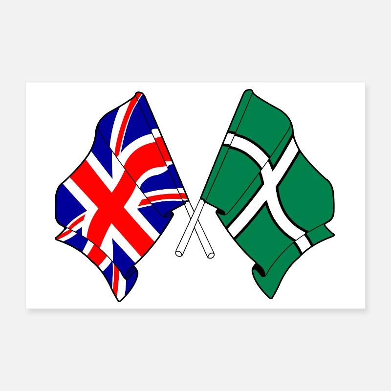 Devon & Great Britain Cross Poster 30x20 cm