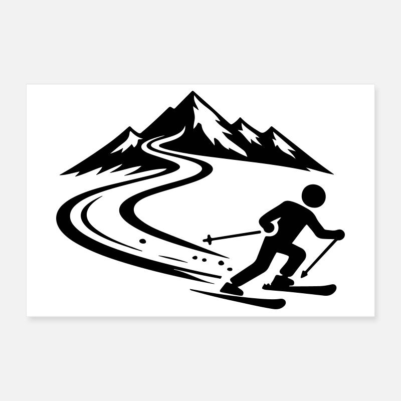 Piste de ski Mountains Poster 30 x 20 cm