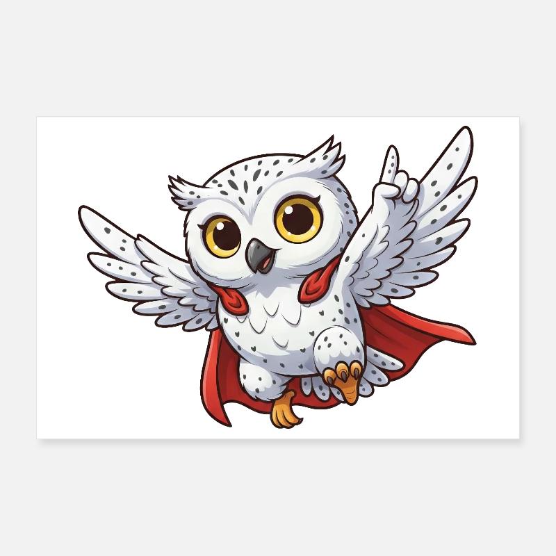 Coole Eule Motivationssprüche Held Schneeeule Poster 30x20 cm