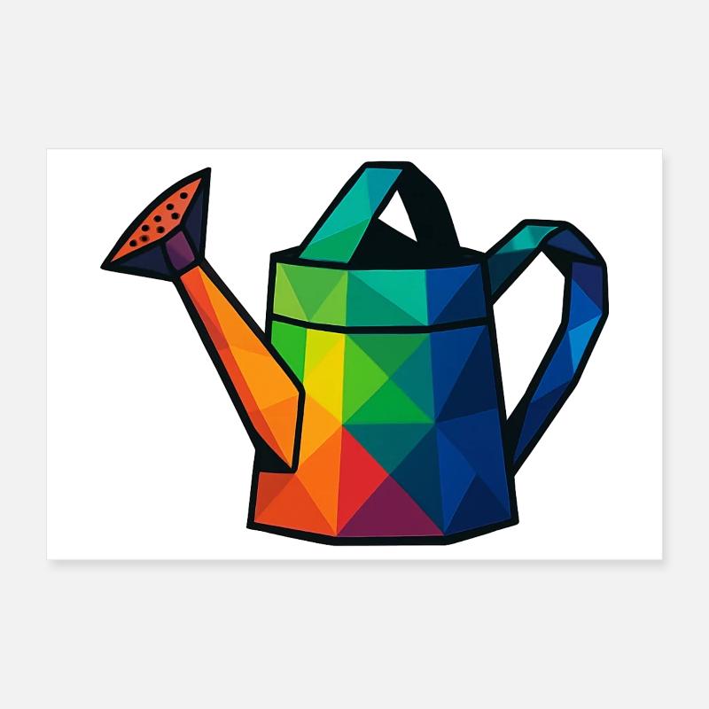 Low Poly Geometric Design Watering Can Poster 12" x 8" (30x20 cm)