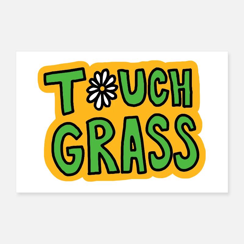 Retro "Touch Grass" Gänseblümchen Poster 30x20 cm
