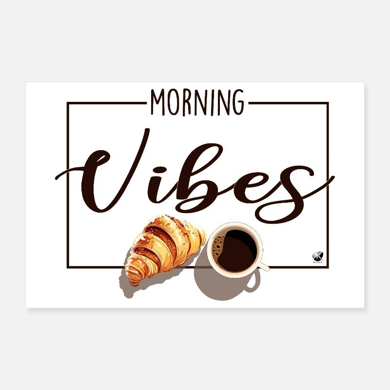 Tasse Kaffee & Croissant Poster 30x20 cm