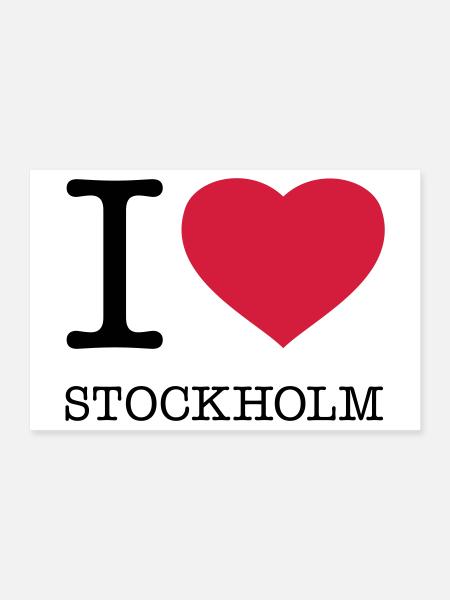 I LOVE STOCKHOLM Suède Schweden - Poster 30 x 20 cm - blanc - Devant