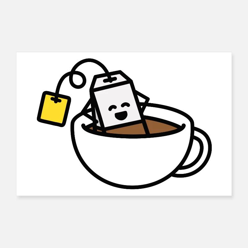 Funny tea bag in teacup bath Tea lover Tea drinker Poster 12" x 8" (30x20 cm)