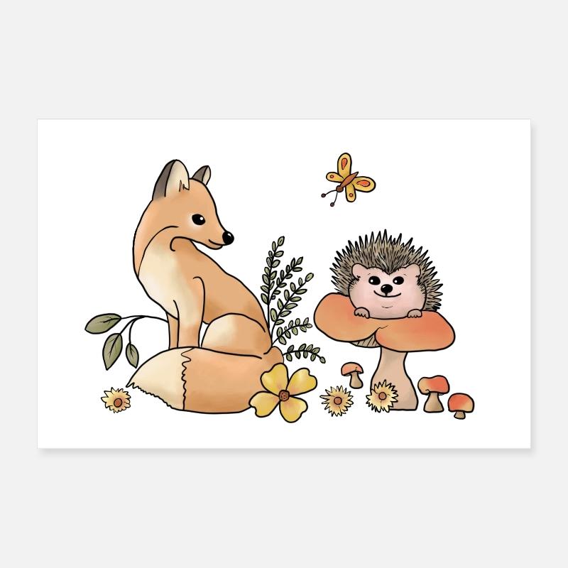 Fuchs und Igel Poster 30x20 cm