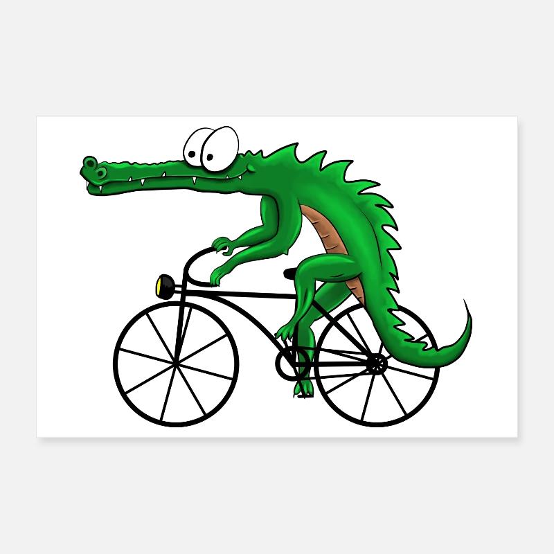 Crocodile avec vélo Poster 30 x 20 cm